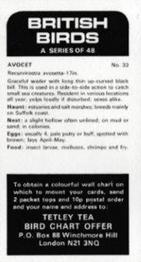 1975 Tetley Tea British Birds #33 Avocet Back