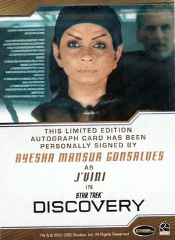 2023 Rittenhouse Star Trek Discovery Season Four - Autographs Bordered #NNO Ayesha Mansur Gonsalves Back