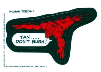 1975 Topps Comic Book Heroes Stickers - Acetate White Back Test #NNO Human Torch-1 Front