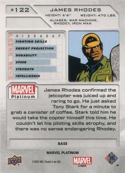 2023 Upper Deck Marvel Platinum #122 James Rhodes Back