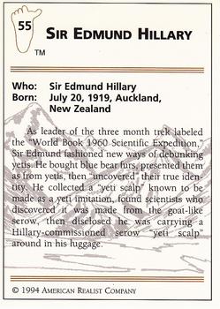1994 American Realist Myth or Real #55 Sir Edmund Hillary Back