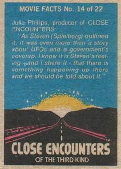 1978 Scanlens Close Encounters of the Third Kind #24 Jillian's child is kidnapped by the aliens Back