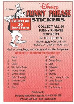 1992 Dynamic Marketing The Magic of Disney Stickers - Funny Phrase Stickers #4 Winnie the Pooh Back