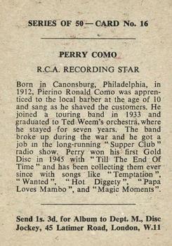 1958 Madison Recording Stars #16 Perry Como Back