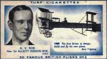 1956 Turf Famous British Fliers #2 A. V. Roe Front