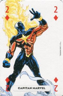 2005 Panini Marvel Heroes Playing Cards Blue Backs #2♦ Capitan Marvel Front
