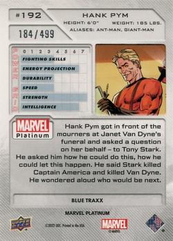 2023 Upper Deck Marvel Platinum - Blue Traxx #192 Hank Pym Back