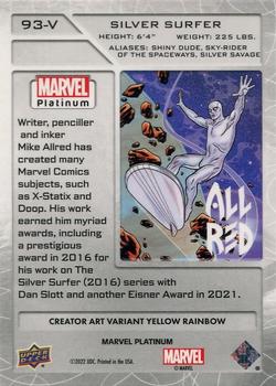 2023 Upper Deck Marvel Platinum - Creator Art Variant Blue Rainbow #93-V Silver Surfer Back