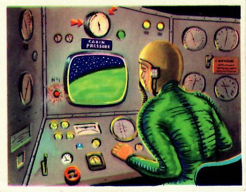 1958 Weetabix Conquest of Space Series A #10 Control Cabin of a Spaceship Front