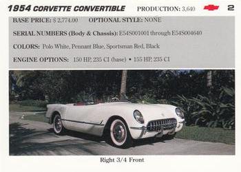 1991 Collect-A-Card Vette Set #2 1954  Corvette Convertible Back