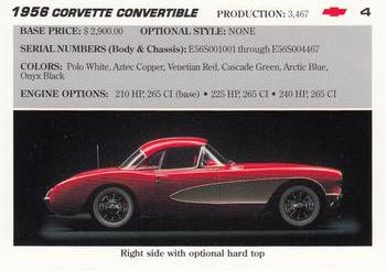 1991 Collect-A-Card Vette Set #4 1956  Corvette Convertible Back