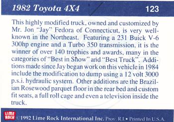 1991-92 Lime Rock Dream Machines #123 1982 Toyota 4X4 Back