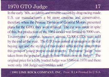 1991-92 Lime Rock Dream Machines #17 1970 GTO Judge Back