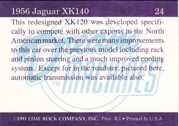 1991-92 Lime Rock Dream Machines #24 1956 Jaguar XK140 Back