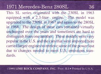 1991-92 Lime Rock Dream Machines #36 1971 Mercedes-Benz 280SL Back