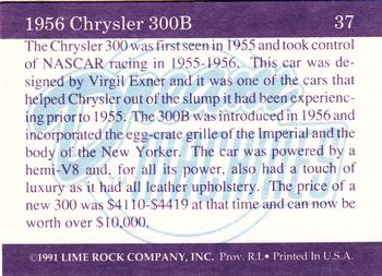 1991-92 Lime Rock Dream Machines #37 1956 Chrysler 300B Back