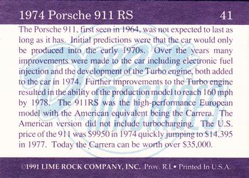 1991-92 Lime Rock Dream Machines #41 1974 Porsche 911 RS Back