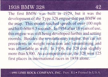 1991-92 Lime Rock Dream Machines #42 1938 BMW 328 Back