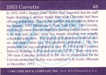 1991-92 Lime Rock Dream Machines #48 1953 Corvette Back