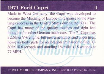 1991-92 Lime Rock Dream Machines #4 1971 Ford Capri Back