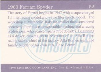 1991-92 Lime Rock Dream Machines #52 1960 Ferrari Spyder Back