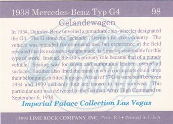 1991-92 Lime Rock Dream Machines #98 1938 Mercedes-Benz Typ G4 Gelandewagen Back