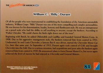 1992 Collect-A-Card Chevy #84 William Durant Back