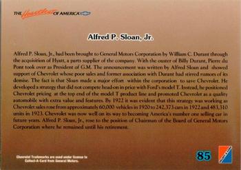1992 Collect-A-Card Chevy #85 Alfred P. Sloan, Jr. Back