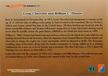 1992 Collect-A-Card Chevy #91 Louis Chevrolet / William Durant Back