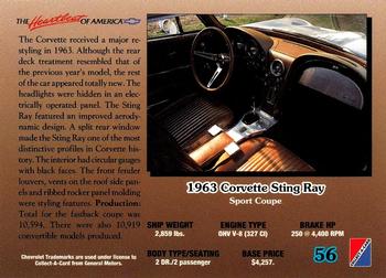 1992 Collect-A-Card Chevy #56 '63 Corvette Sting Ray Sport Coupe Back