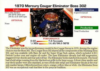 1992 Collect-A-Card Muscle Cars #32 1970 Mercury Cougar Eliminator Boss 302 Back