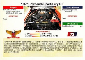 1992 Collect-A-Card Muscle Cars #73 1971 Plymouth Sport Fury GT Back