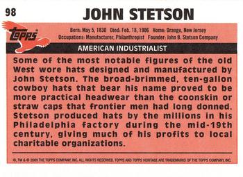 2009 Topps American Heritage #98 John Stetson Back