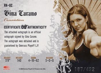 2008 Donruss Americana II - Ring Kings Signature #RK-GC Gina Carano Back