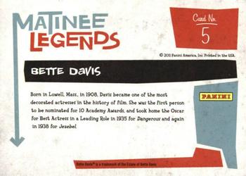 2011 Panini Americana - Matinee Legends #5 Bette Davis Back