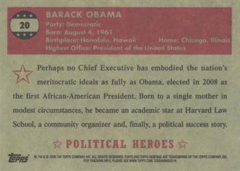 2009 Topps American Heritage Heroes #20 Barack Obama Back