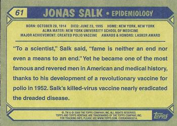 2009 Topps American Heritage Heroes #61 Jonas Salk Back