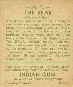 1933-40 Goudey Indian Gum (R73) #75 The Bear Back