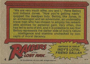 1981 Topps Raiders of the Lost Ark #4 Rene Belloq Back