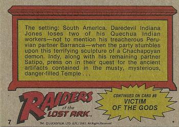 1981 Topps Raiders of the Lost Ark #7 Temple Of The Warriors Back
