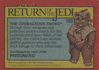 1983 Topps Star Wars: Return of the Jedi #103 The Courageous Ewoks Back