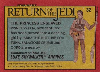 1983 Topps Star Wars: Return of the Jedi #32 The Princess Enslaved Back