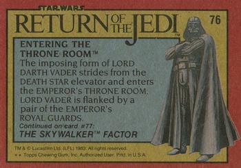 1983 Topps Star Wars: Return of the Jedi #76 Entering the Throne Room Back