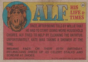 1987 Topps ALF #44 Hey, did you stop using hair spray and switch to Jell-O? Back