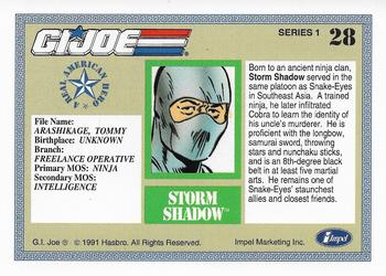 1991 Impel G.I. Joe #28 Storm Shadow Back