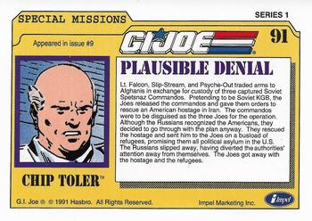 1991 Impel G.I. Joe #91 Plausible Denial Back