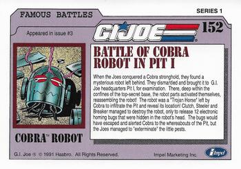 1991 Impel G.I. Joe #152 Battle of Cobra Robot in Pit I Back