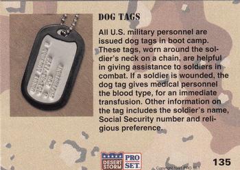 1991 Pro Set Desert Storm #135 Dog Tags Back