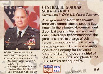 1991 Pro Set Desert Storm #89 Gen. H. Norman Schwarzkopf Back