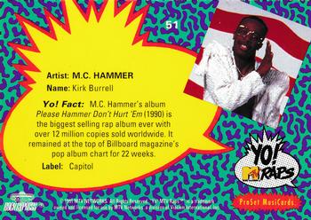 1991 Pro Set Yo! MTV Raps #51 M.C. Hammer Back